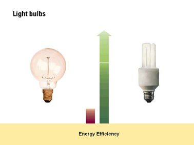 Fig. 20: Fluorescent light bulbs are four times more efficient than incandescent bulbs.